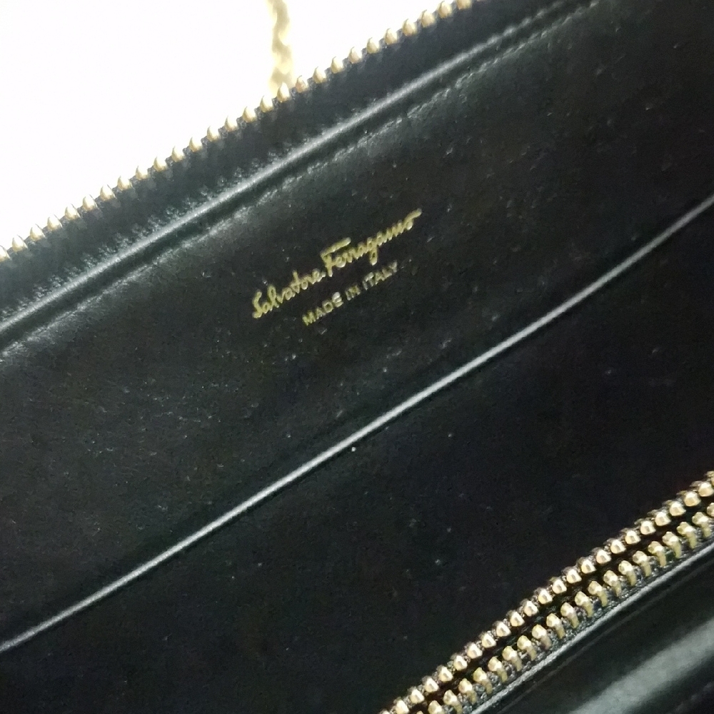 Salvatore Ferragamo Black Clutch with Gold Chain - Picture 3 of 4